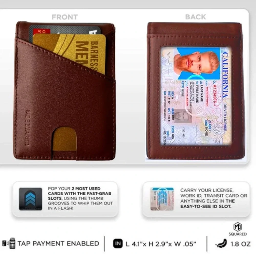 Men’s Slim Wallet With Money Clip Brown